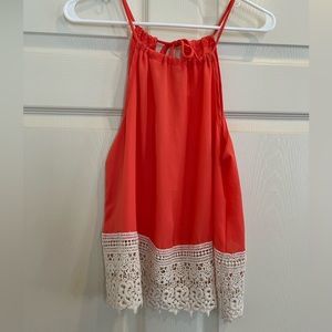 THREADS STUDIO peach and lace tank top